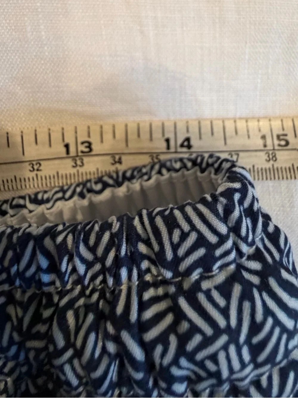 Men's Blue Patterned Swim Trunks with Drawstring Waist